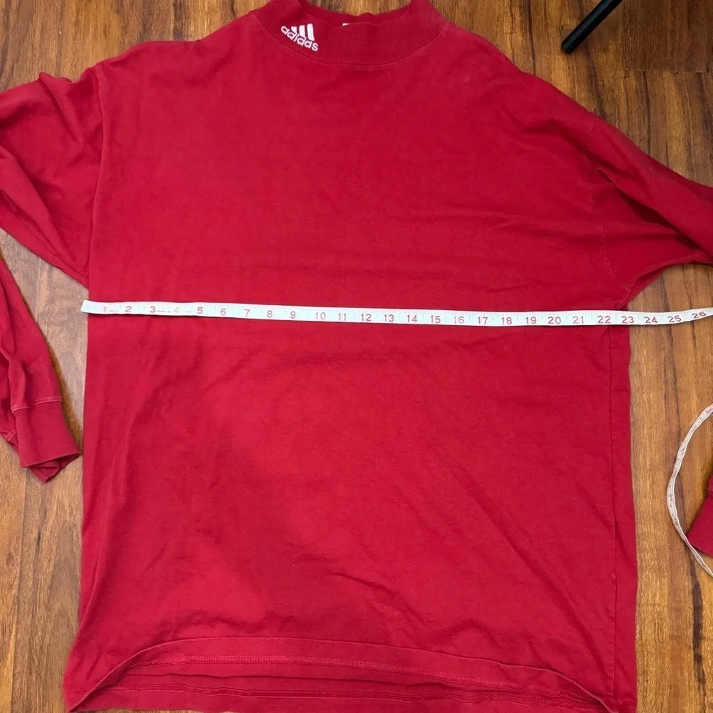 Adidas Vintage Long Sleeve Shirt Logo On Neck Size XL